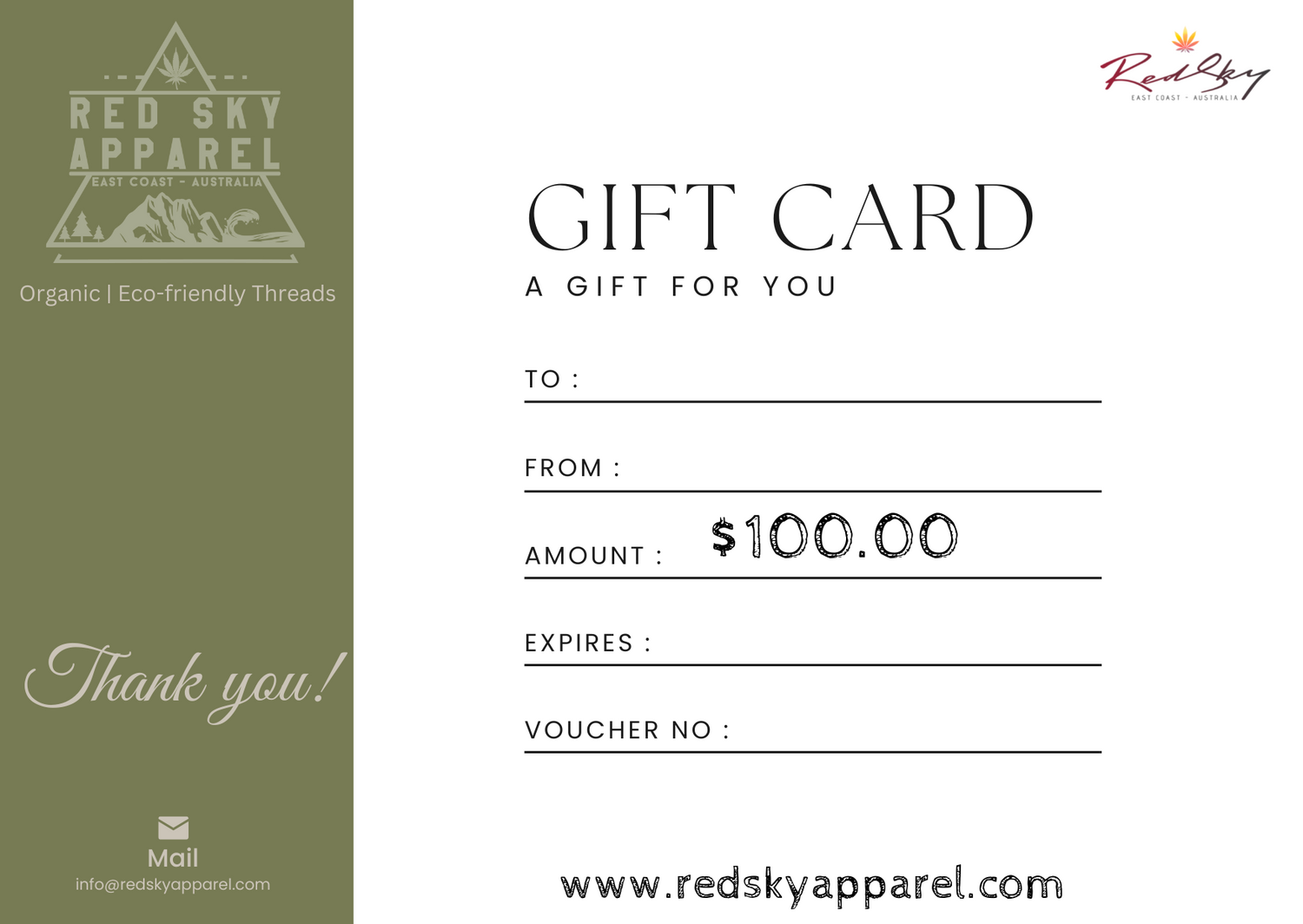 RED SKY Gift Card